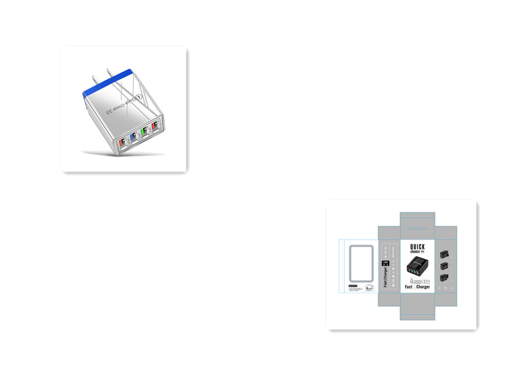 USB 充电器快速充电 3.0 4 手机适配器适用于平板电脑便携式壁式移动充电器快速充电器