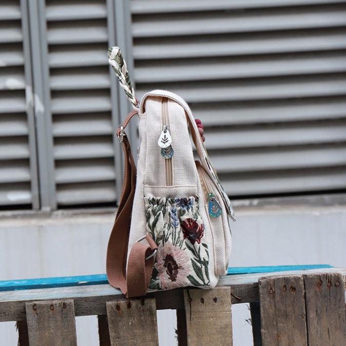 Mochila Vintage tejida, bolsa de lona artística de ocio