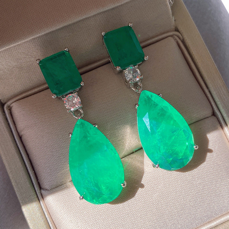 Pear Shaped Paraiba Earrings Emerald