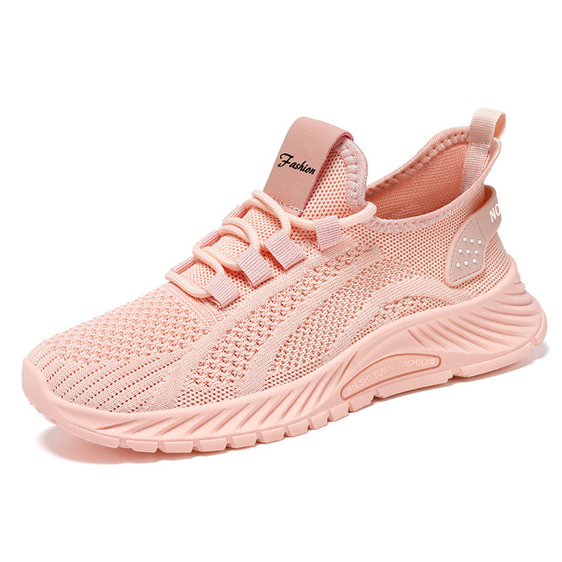 Zapatos deportivos informales de moda para mujer, zapatos planos con cordones, zapatillas de deporte ligeras y transpirables de malla para correr