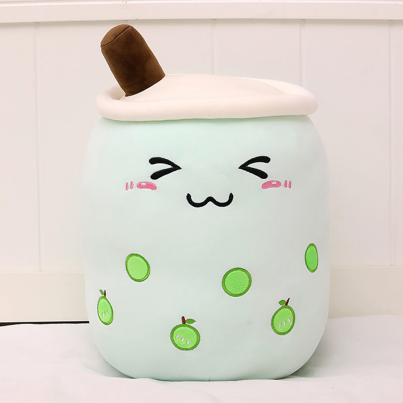 Bonita bebida de frutas de peluche, suave fresa, té de la leche, juguete de taza de té Boba, almohada de té de burbujas, cojín, regalo para niños