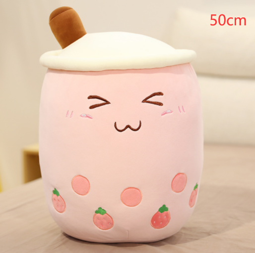 Bonita bebida de frutas de peluche, suave fresa, té de la leche, juguete de taza de té Boba, almohada de té de burbujas, cojín, regalo para niños