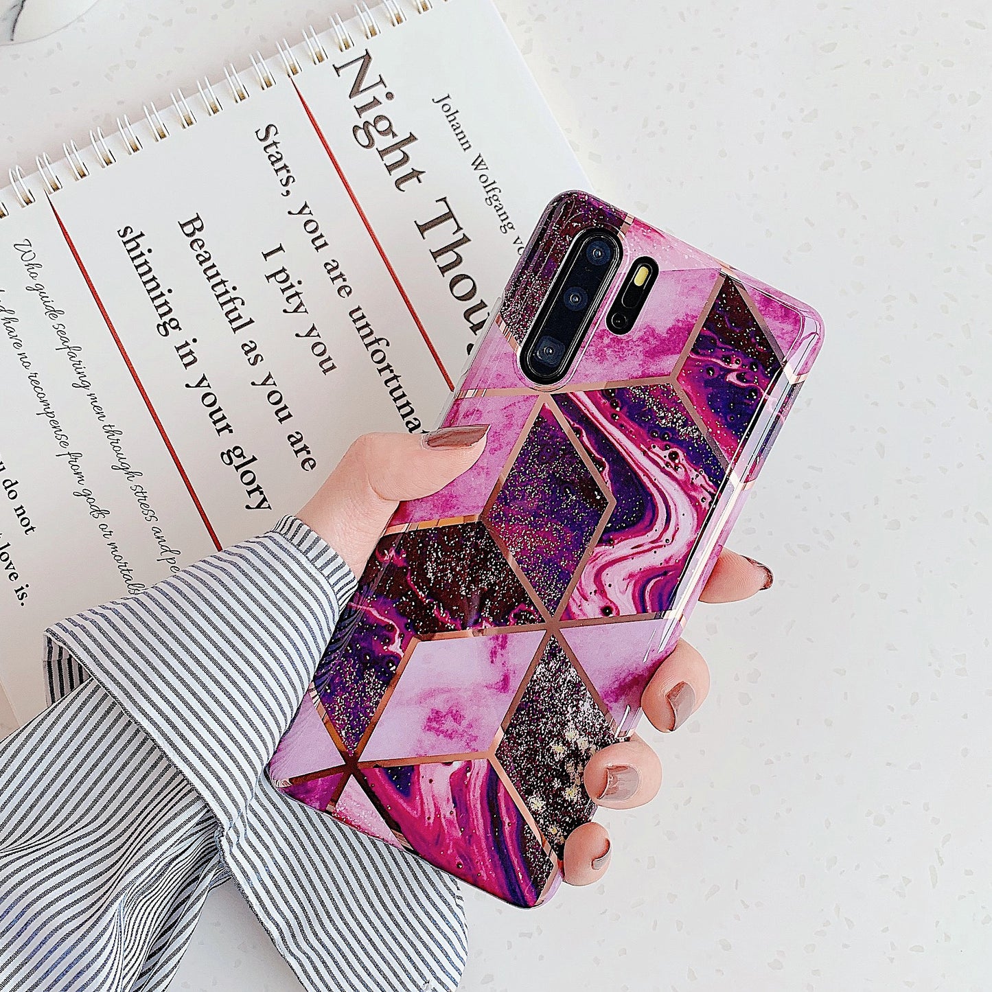 Electroplated marble mobile phone case