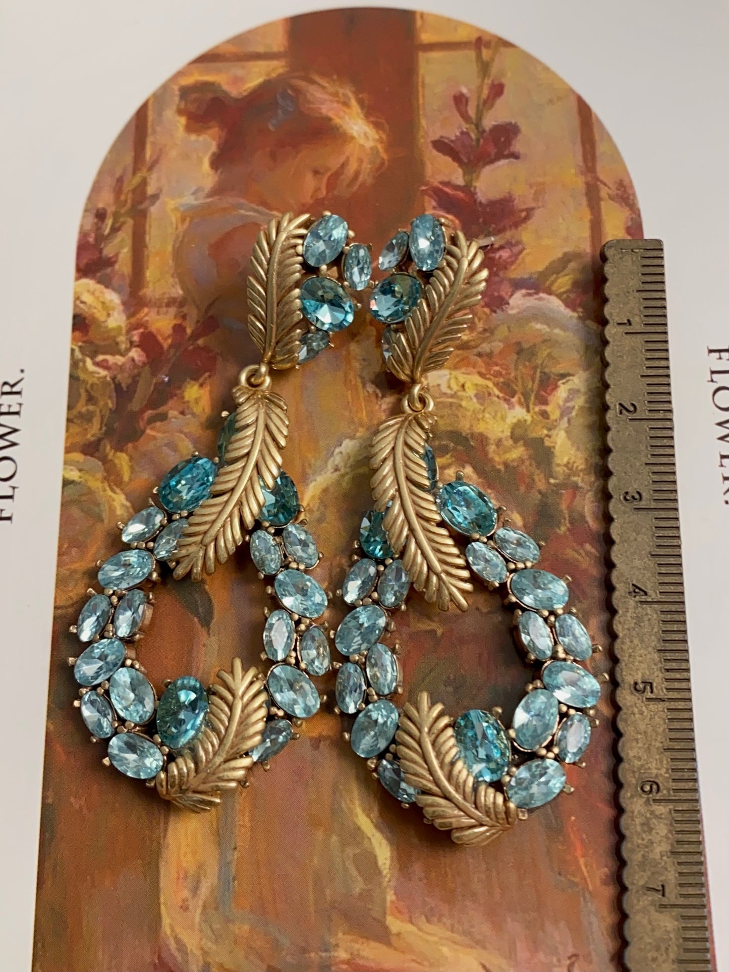 Vintage Rhinestone Feather Diamond Mid-ancient Vintage Earrings