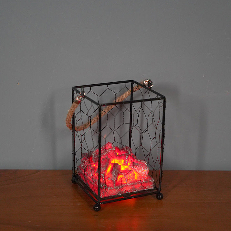 LED Flame Light Home Christmas Halloween Simulated Charcoal Fireplace Lamp