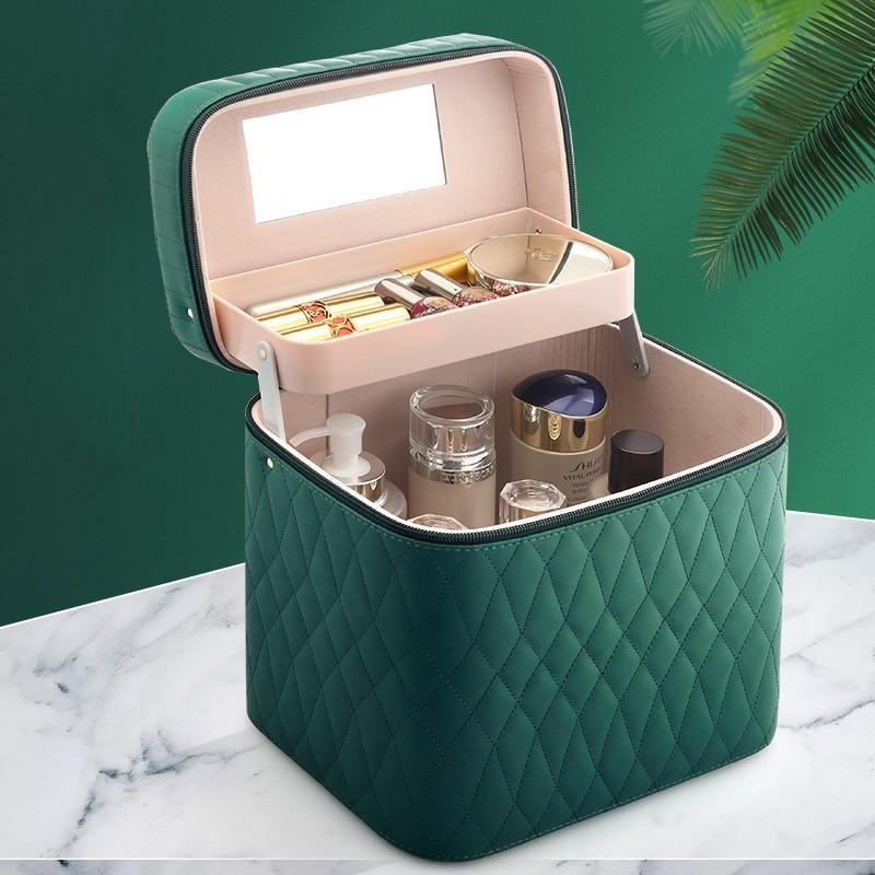 Caja de almacenamiento de cosméticos portátil de estilo coreano de gran capacidad, estuche de cosméticos para lavado de viaje