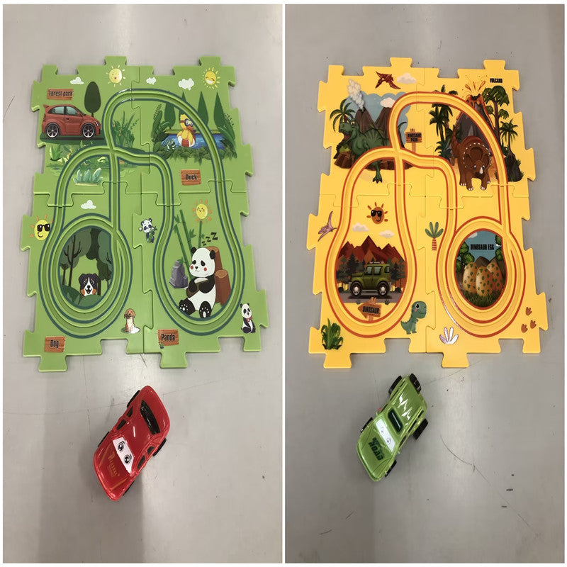 Rompecabezas para niños, ferrocarril eléctrico, Speeder, montaje artesanal, coche eléctrico, carril automático, escena de ciudad, construcción, juguete para regalo educativo