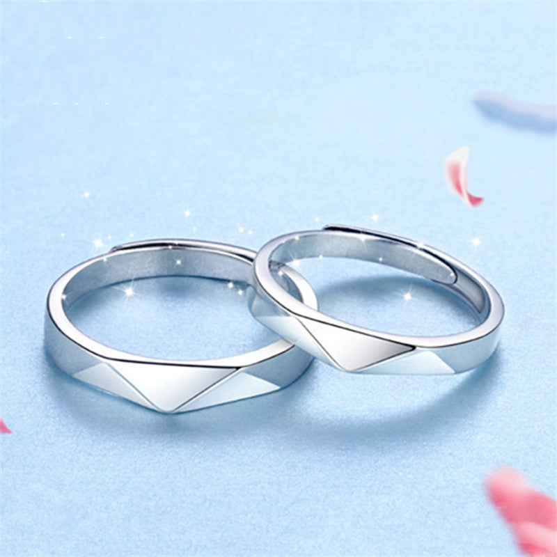 Diamond Horn Couple Ring Simple Smooth Diamond Ring Jewelry