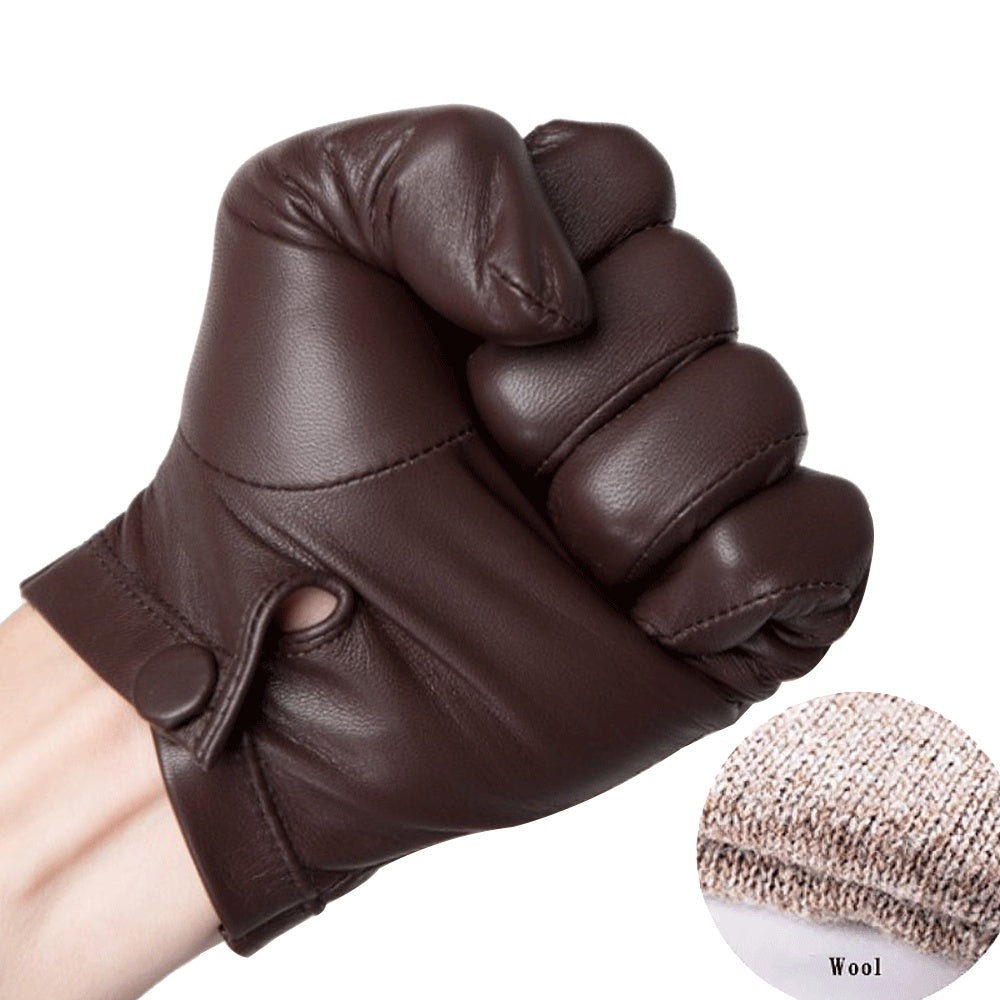 Men's Autumn And Winter Fleece-lined Warm Sheepskin Gloves