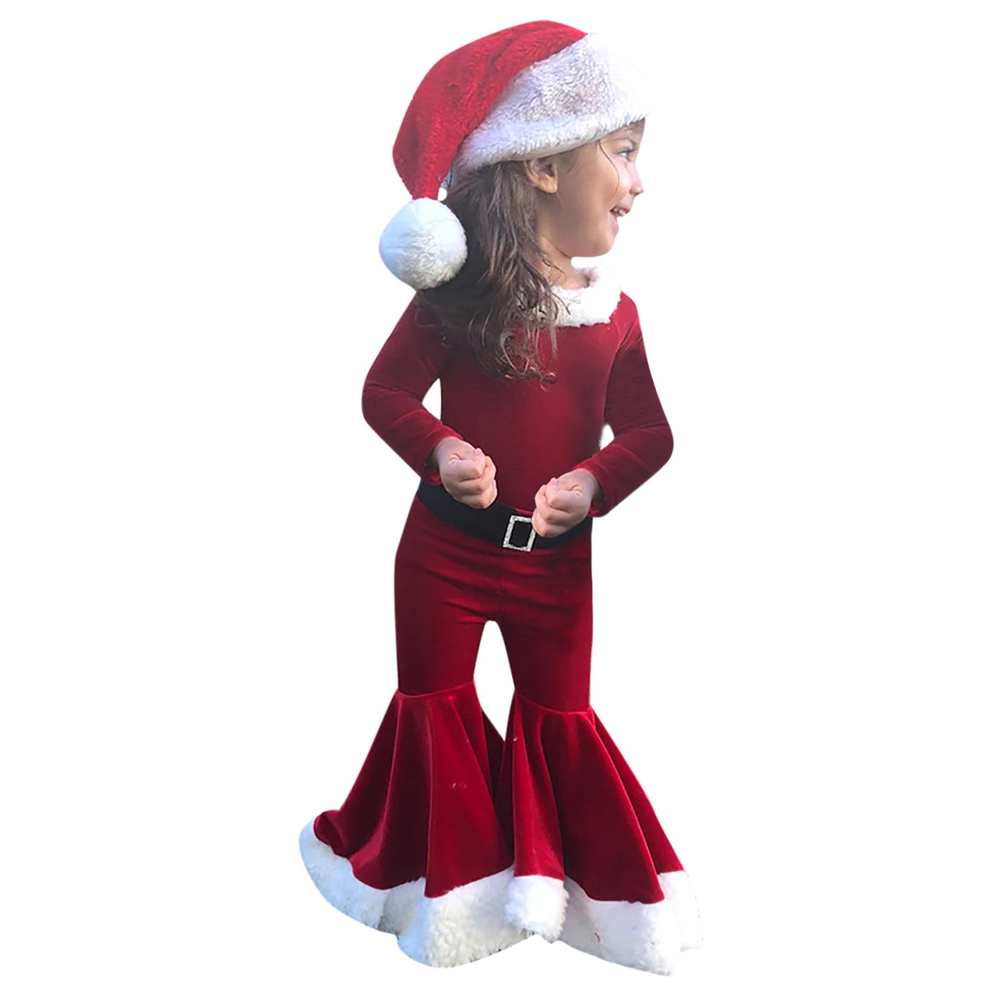 Invierno Navidad camisa de manga larga Bell Bottoms sombrero ropa de tres piezas para niños