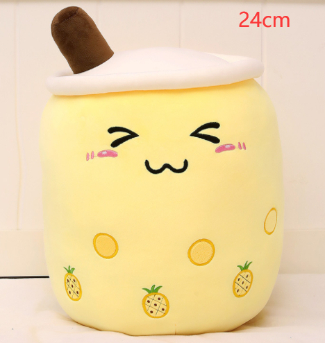 Bonita bebida de frutas de peluche, suave fresa, té de la leche, juguete de taza de té Boba, almohada de té de burbujas, cojín, regalo para niños