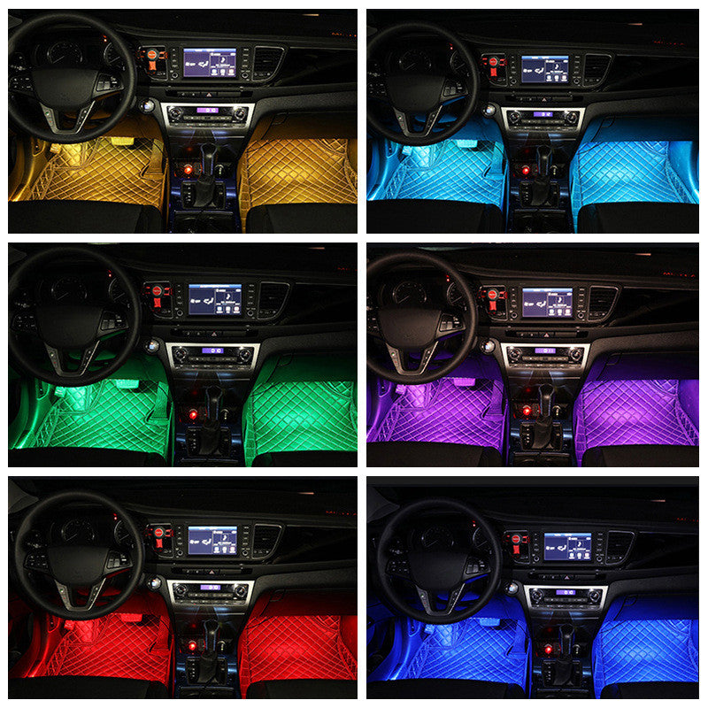 Lámpara decorativa de estilo, luz LED Interior para coche, lámpara ambiental impermeable, Control remoto inalámbrico de música, tira de luces RGB para coche