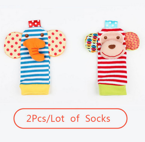0-12 Months Soft Animal Rattle Infant Newborn Plush Sock Baby Toy Wrist Strap Baby Foot Socks