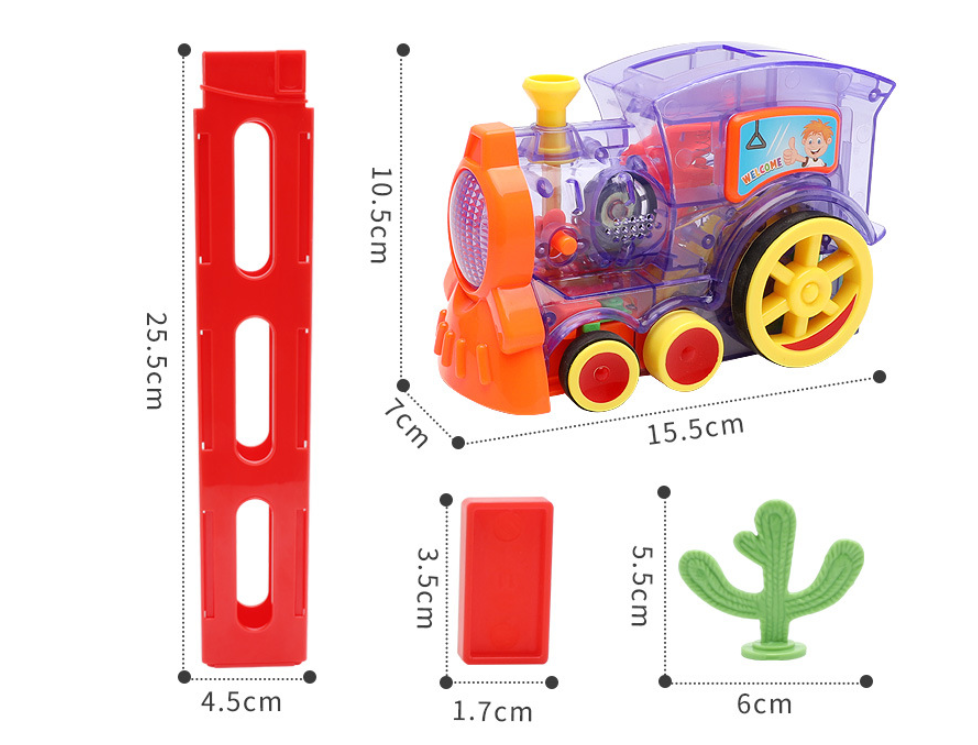 Tren de dominó, juguetes para bebés, rompecabezas de coche, licencia de liberación automática, bloques de construcción eléctricos, juguete de tren