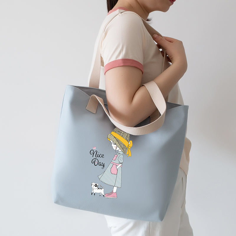 Bolso tote momia de un solo hombro, portátil, artístico, de lona para mujer