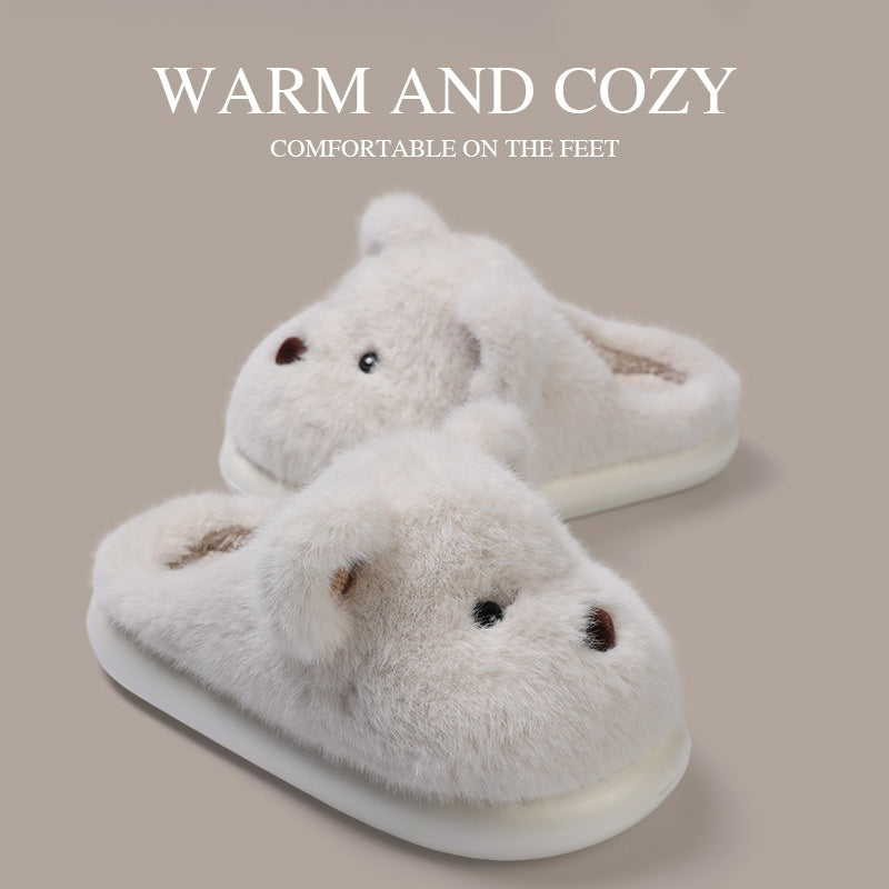 Autumn And Winter Home Indoor Platform Non Slip Outdoor Warm Plush Cotton Slippers Women