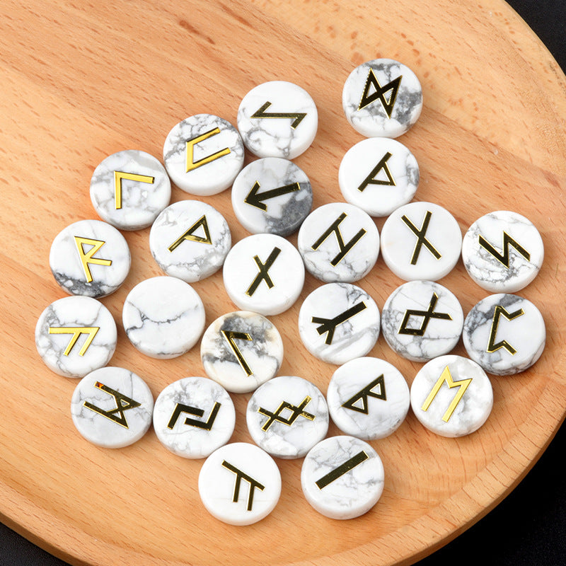 1662-25 Pieces A Pack Of Runes Natural Crystal Agate Luen Letter Wafer Suit Nordic Germanic