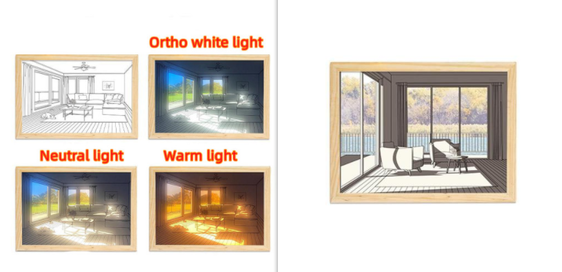 Imagen iluminada LED luz decorativa pintura cabecera imagen estilo creativo moderno simular sol dibujo noche luz regalo