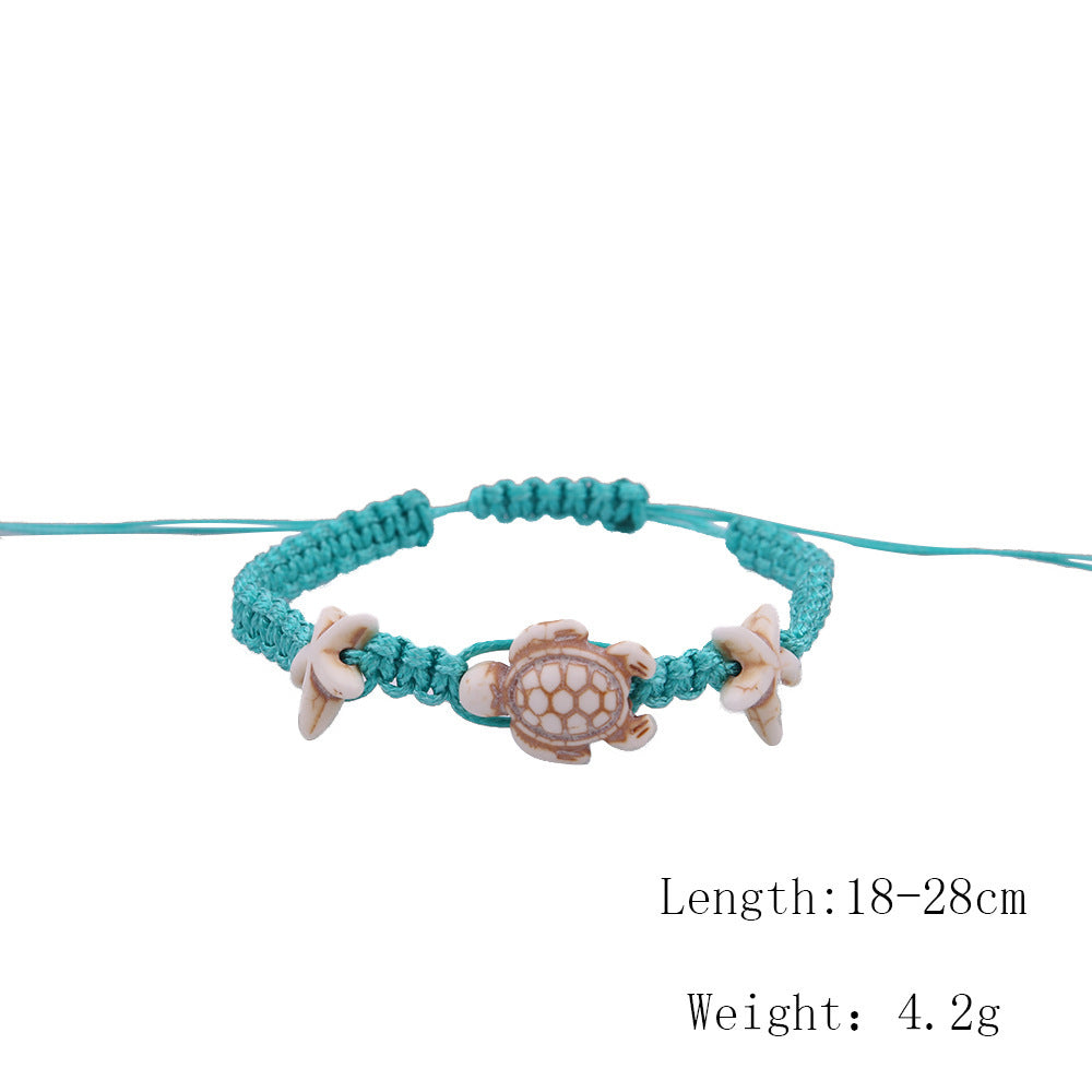 Simple Creative Geometric Ethnic Waxed Wire Turquoise Hand-Woven Anklet