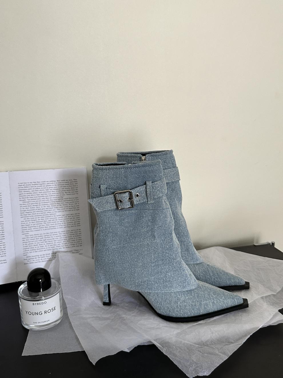 Botas de tobillo de tacón alto de moda para mujer