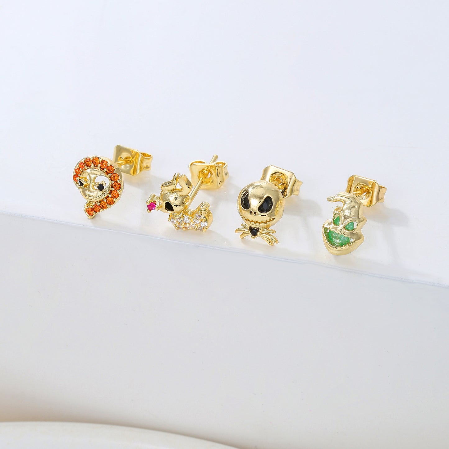 Halloween Plated 18K Real Gold Cartoon Pumpkin Earings Set