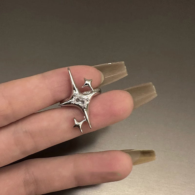 Anillo de estrellas de ocho puntas con circonita personalizada a la moda para mujer