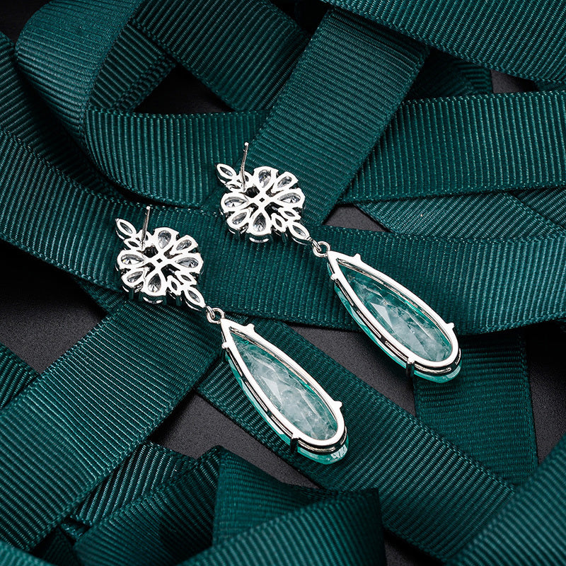 Exquisitely Inlaid Emerald Drop Earrings