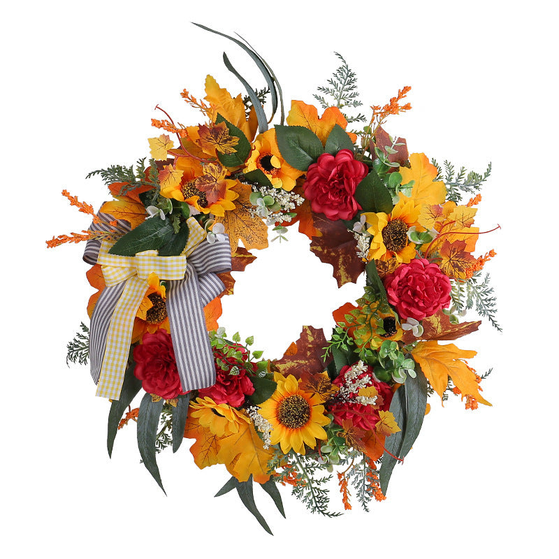 Thanksgiving Artificial Wreath Vine Ring Door Hanging Decoration