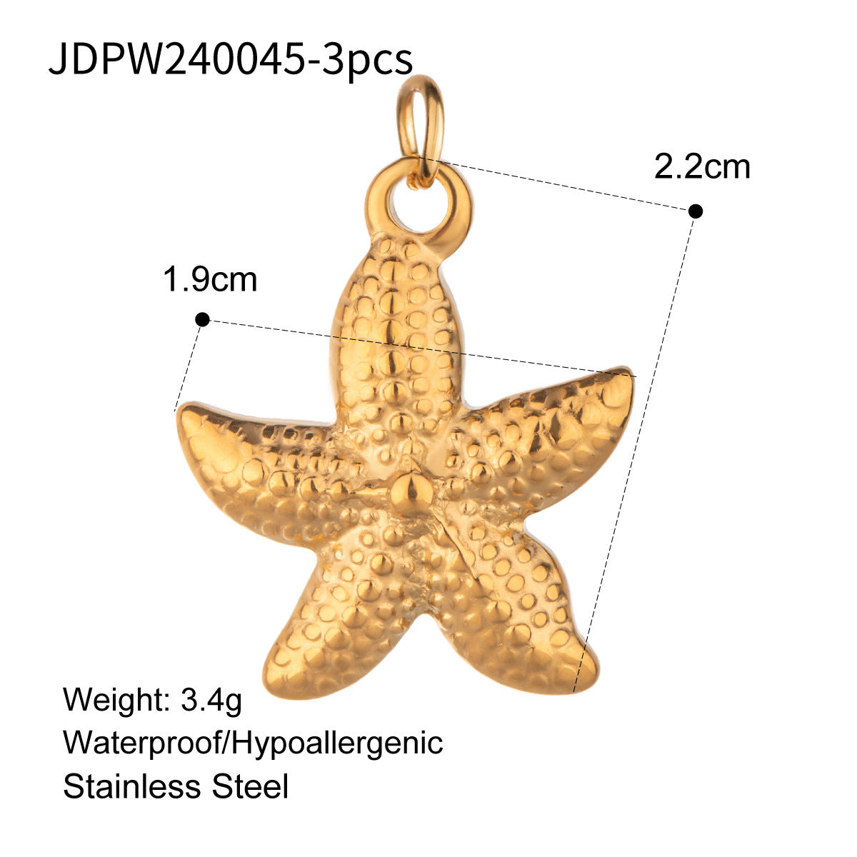 Stainless Steel Ocean 18K Gold Diy Necklace Pendant