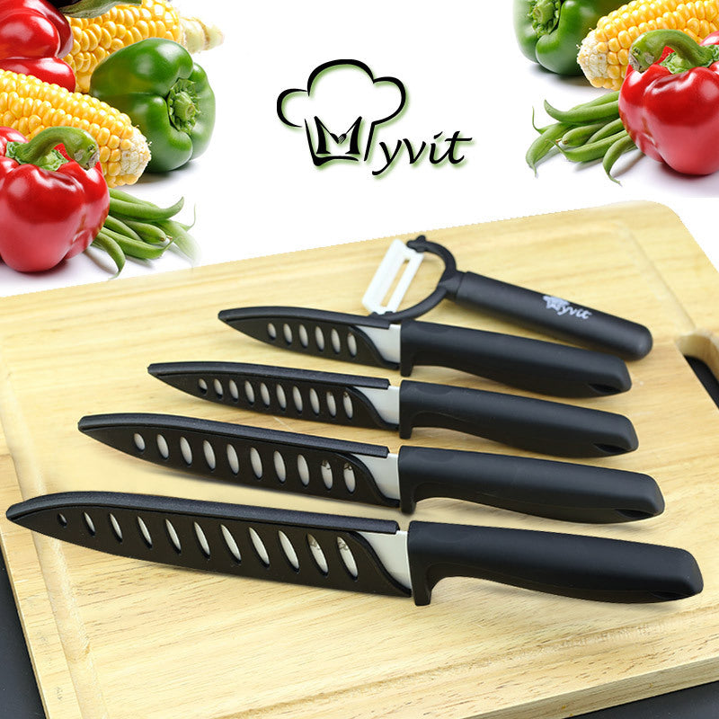 Fivepiece Set Of White Bladed Zirconia Ceramic Knives