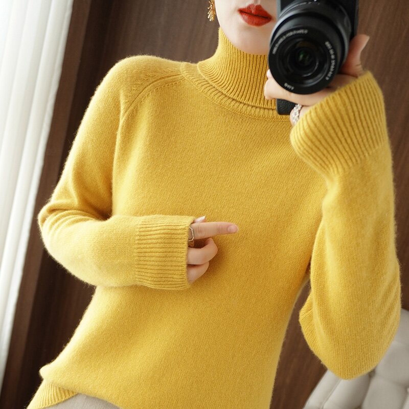 Women's Long-sleeved Bottoming Shirt Slim Slimming High Collar Sweater