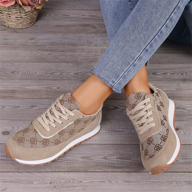 Zapatillas con cordones con estampado de flores, moda informal, ligeras, transpirables, para caminar, correr, zapatos deportivos, pisos para mujer