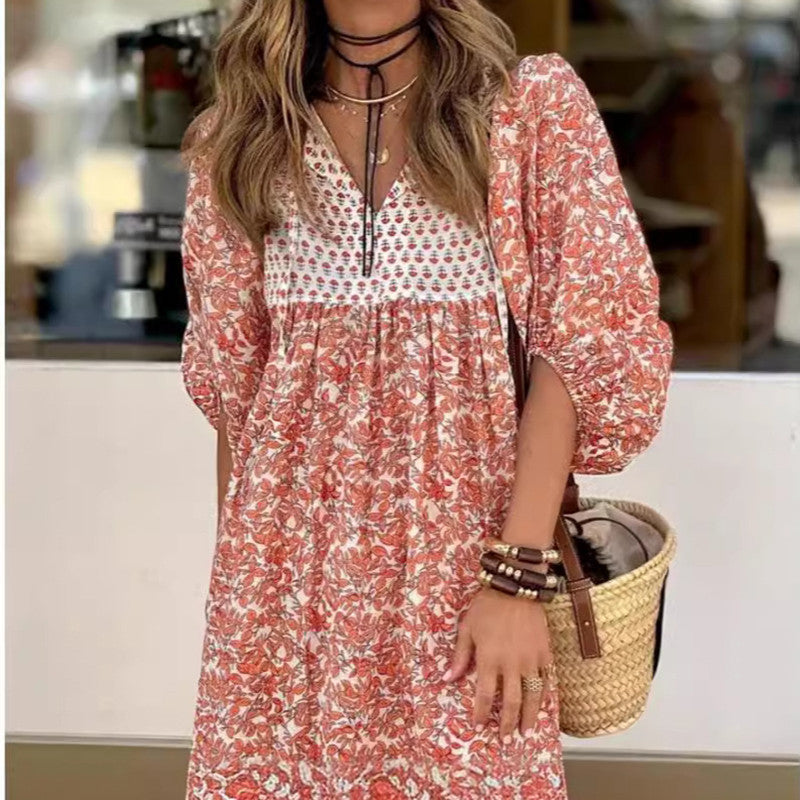 Women's Fashion Print Holiday Dress