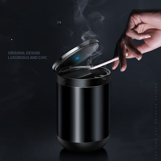 Car Ashtray LED Light Alloy Ash Tray Aluminum Cup Portable Smokeless Auto Ashtray Flame Retardant Cigarette Holder Box