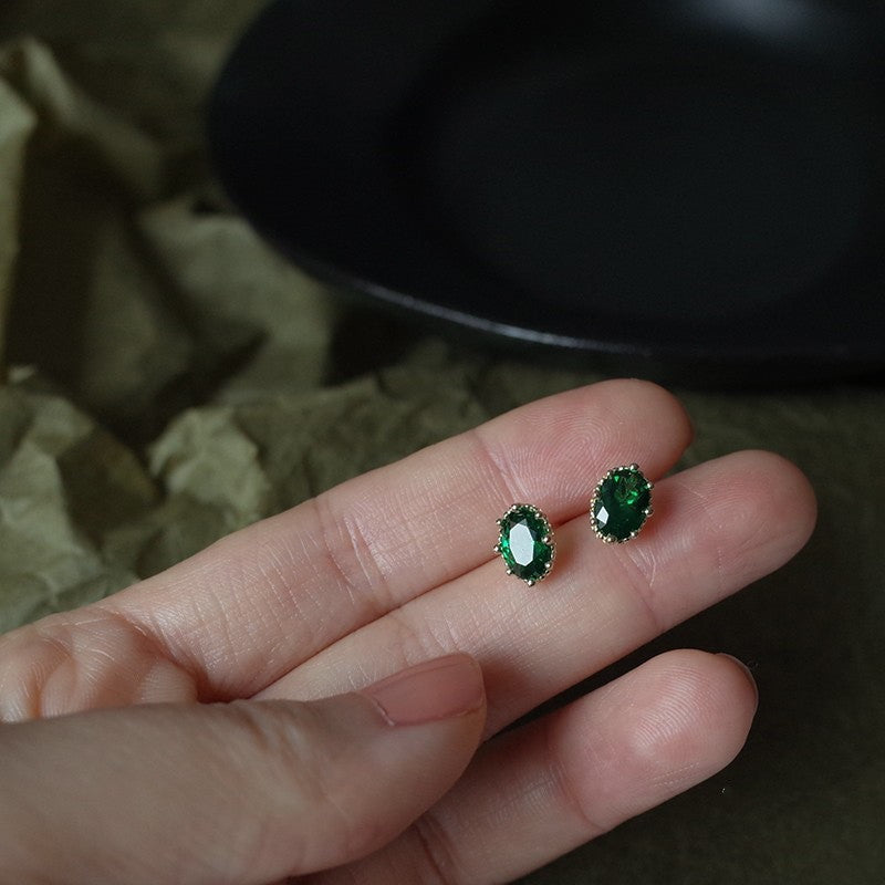 Emerald Zircon Set Earrings