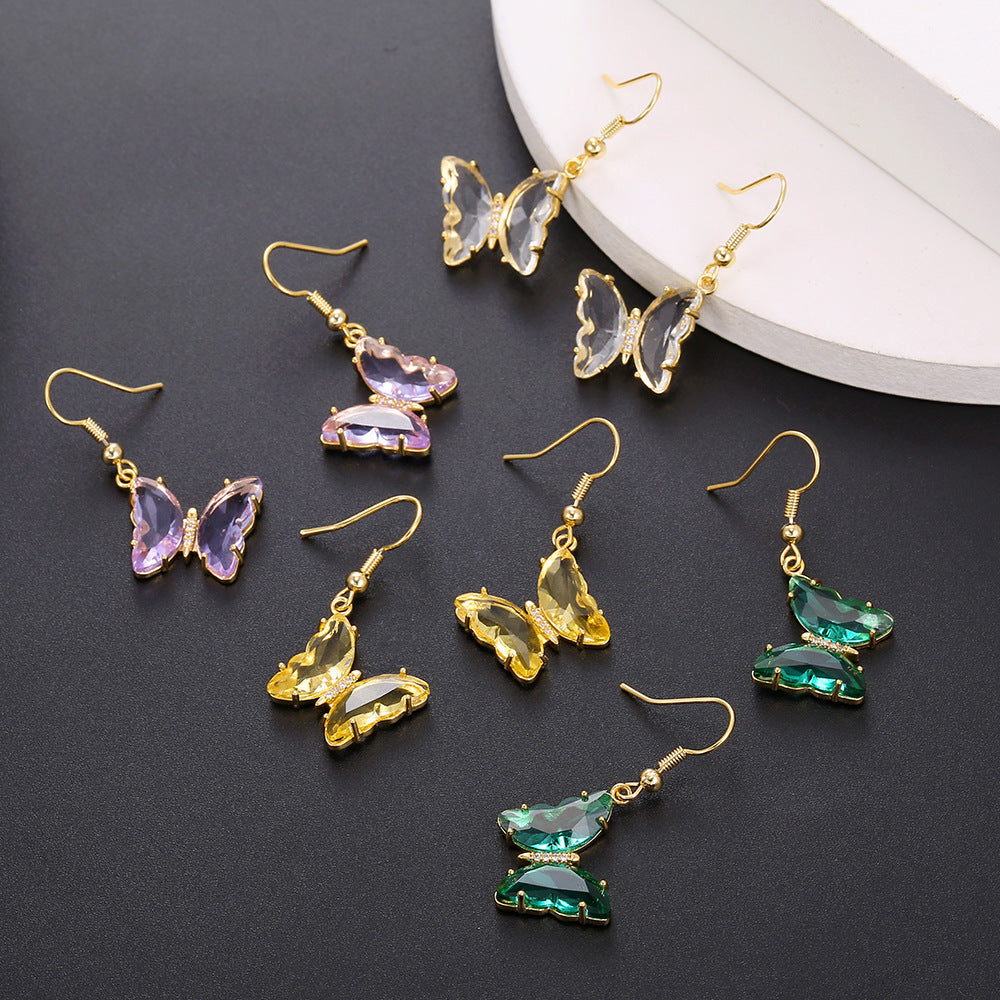 Women's Fashion Glass Butterfly Ear Hook