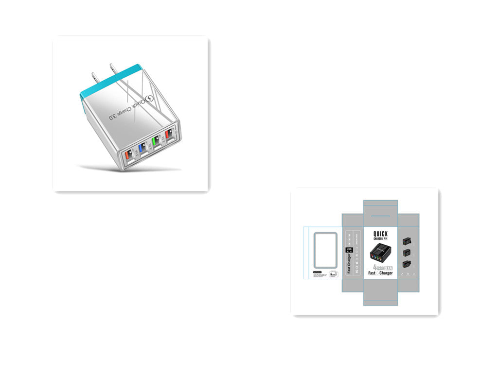 USB 充电器快速充电 3.0 4 手机适配器适用于平板电脑便携式壁式移动充电器快速充电器