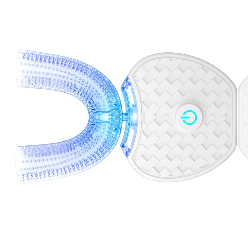 Cepillo de dientes eléctrico automático inteligente de 360 ​​grados, resistente al agua, tipo U, blanqueador, luz azul, carga USB 