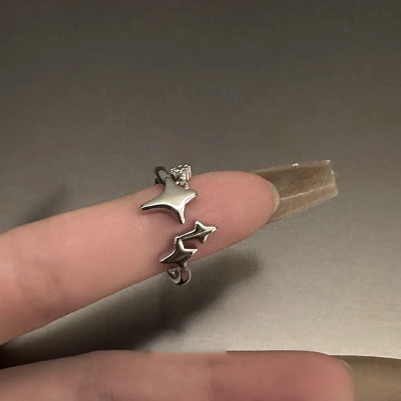 Anillo de estrellas de ocho puntas con circonita personalizada a la moda para mujer