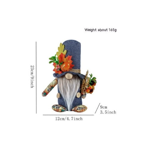 Pumpkin Maple Leaf Faceless Dwarf  Thanksgiving Autumn Cowboy Rudolf Doll Ornaments