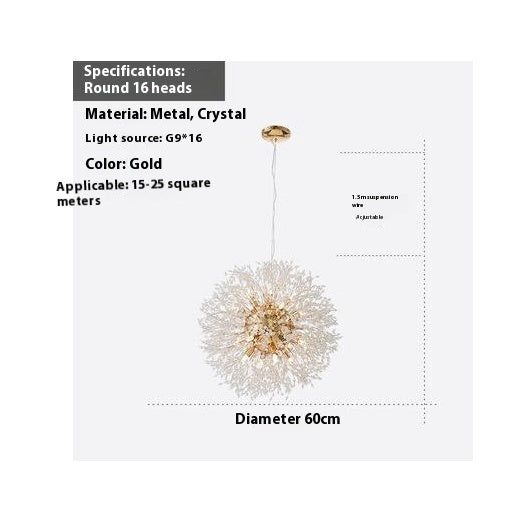 Dandelion Crystal Chandelier Restaurant Bedroom Clothing Shop Lighting