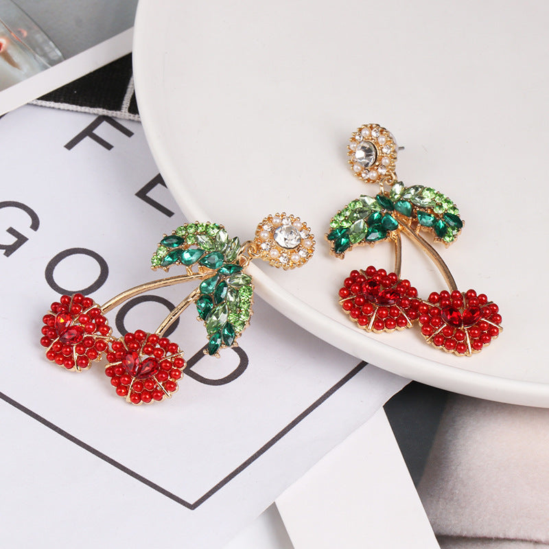 Fruit earrings full diamond ear jewelry