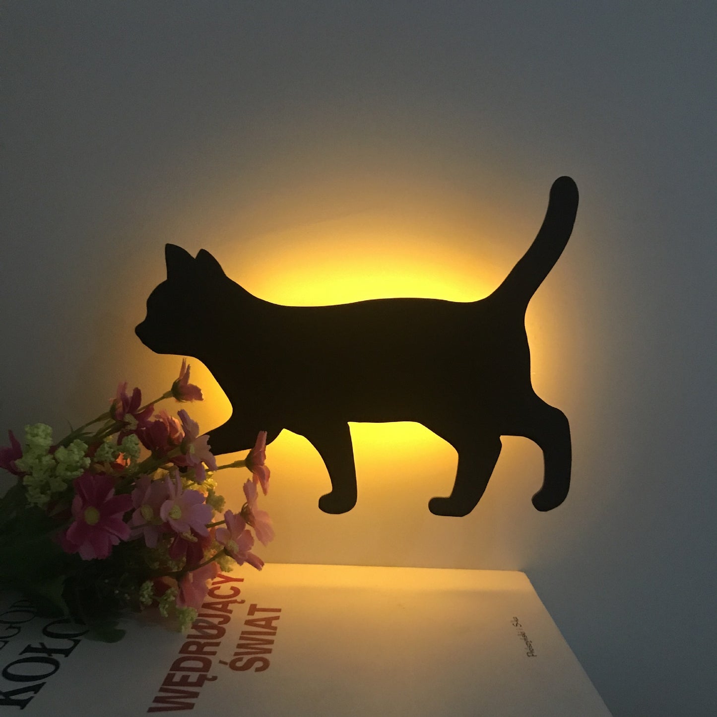 LED Animal Dog Cat Night Light Kitten Smart Sound Sensor Control Wall Lamp Home Corridor Balcony Night Lamp Baby Kids Sleep Lamp