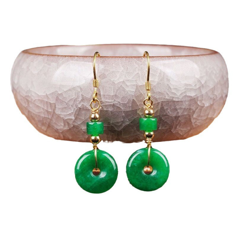 New Elegant Emerald Jade Earrings