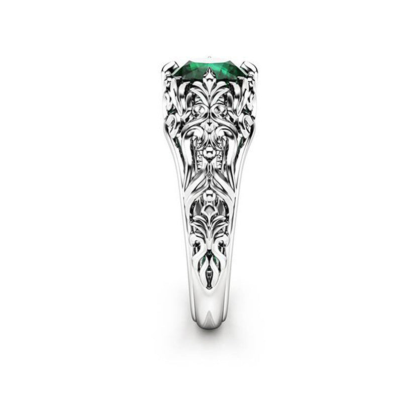 Emerald zircon ladies ring