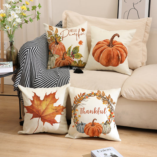 Thanksgiving Pillow Cover Pumpkin Decoration Cushion Cover