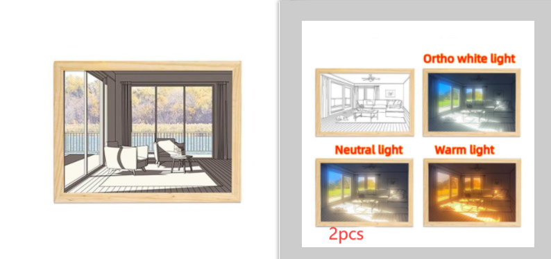 Imagen iluminada LED luz decorativa pintura cabecera imagen estilo creativo moderno simular sol dibujo noche luz regalo