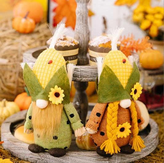 Thanksgiving Decorations Creative Harvest Season Corn Head Rudolf Doll Sunflower