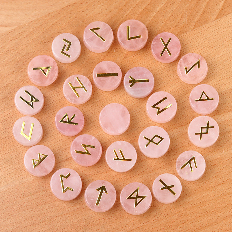 1662-25 Pieces A Pack Of Runes Natural Crystal Agate Luen Letter Wafer Suit Nordic Germanic