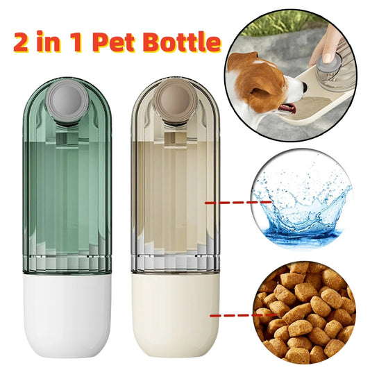 Taza de agua para mascotas 2 en 1 Diseño de segmento Perro verde que camina Taza para beber portátil Suministros de alimentación para perros Suministros para mascotas Alimentador de agua para caminar para perros Productos para mascotas